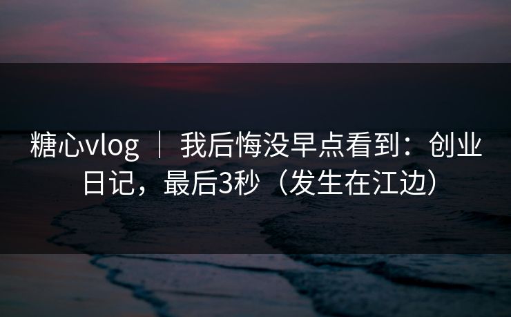 糖心vlog ｜ 我后悔没早点看到：创业日记，最后3秒（发生在江边）