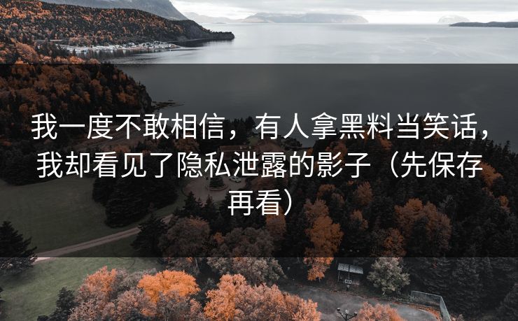 我一度不敢相信，有人拿黑料当笑话，我却看见了隐私泄露的影子（先保存再看）