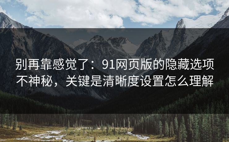 别再靠感觉了：91网页版的隐藏选项不神秘，关键是清晰度设置怎么理解