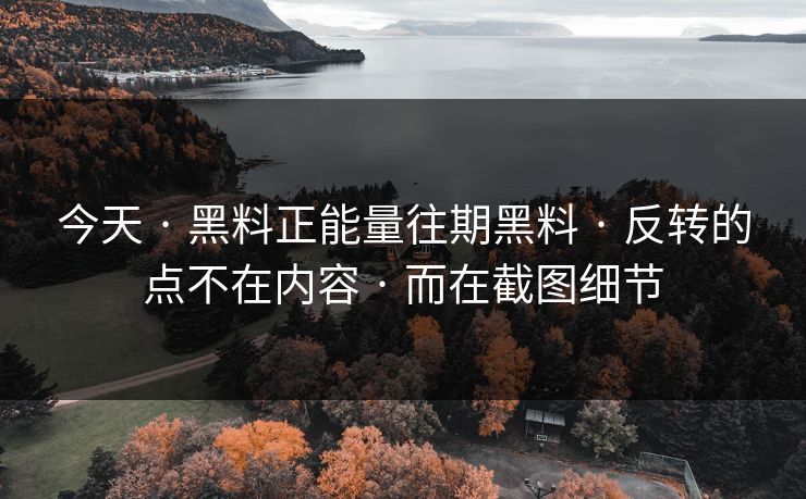 今天 · 黑料正能量往期黑料 · 反转的点不在内容 · 而在截图细节